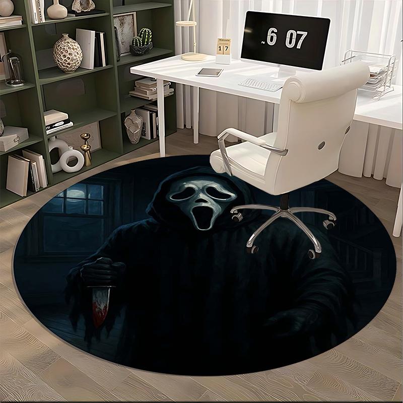 Scream Ghostface Mask Chair mat Round Rug Office carpet, Non slip, Suitable for Living Rooms, Bedrooms,Decor1205712a