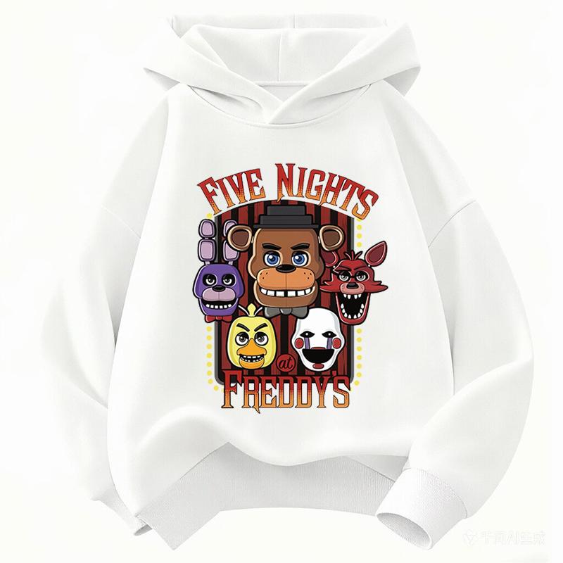2026 Kids' Fashion Printed Hoodie, Casual Sports FNAF Ghost Doll Themed Sweatshirt, Boys' and Girls' Sweatshirt