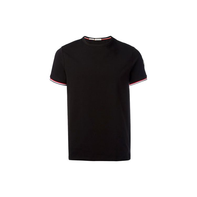 Moncler SS21 Logo Patch Short Sleeve T-Shirt Men Tops Black 801990087296999