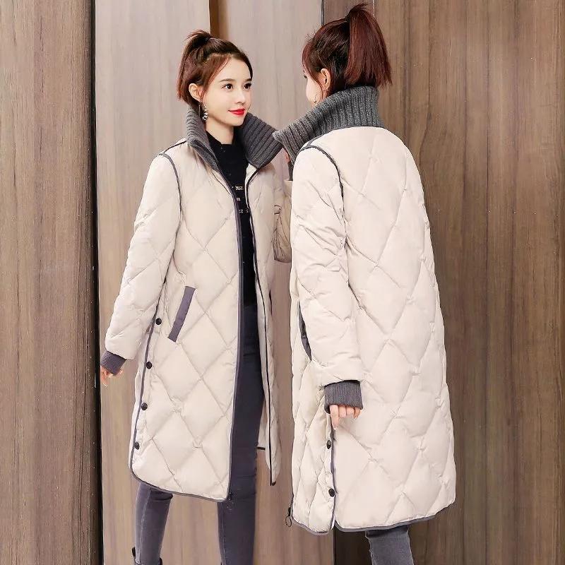 Winter Down Cotton-Padded Jacket Coat Women's Long Thin Thick Warm Tloose Casual Simple And Comfortable Outerwear