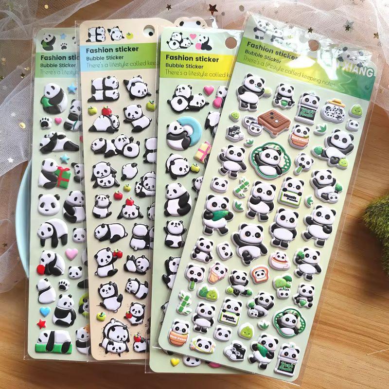 4pcs 3D Bubble Stickers Cut Panda Sakura Creative Girl'S Diy Phone Case Camera Decoration Stickers Children'S Reward Toy