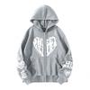 Fleece Y2K Letter Heart Print Oversized Zip Hoodie With Pocket Men Women