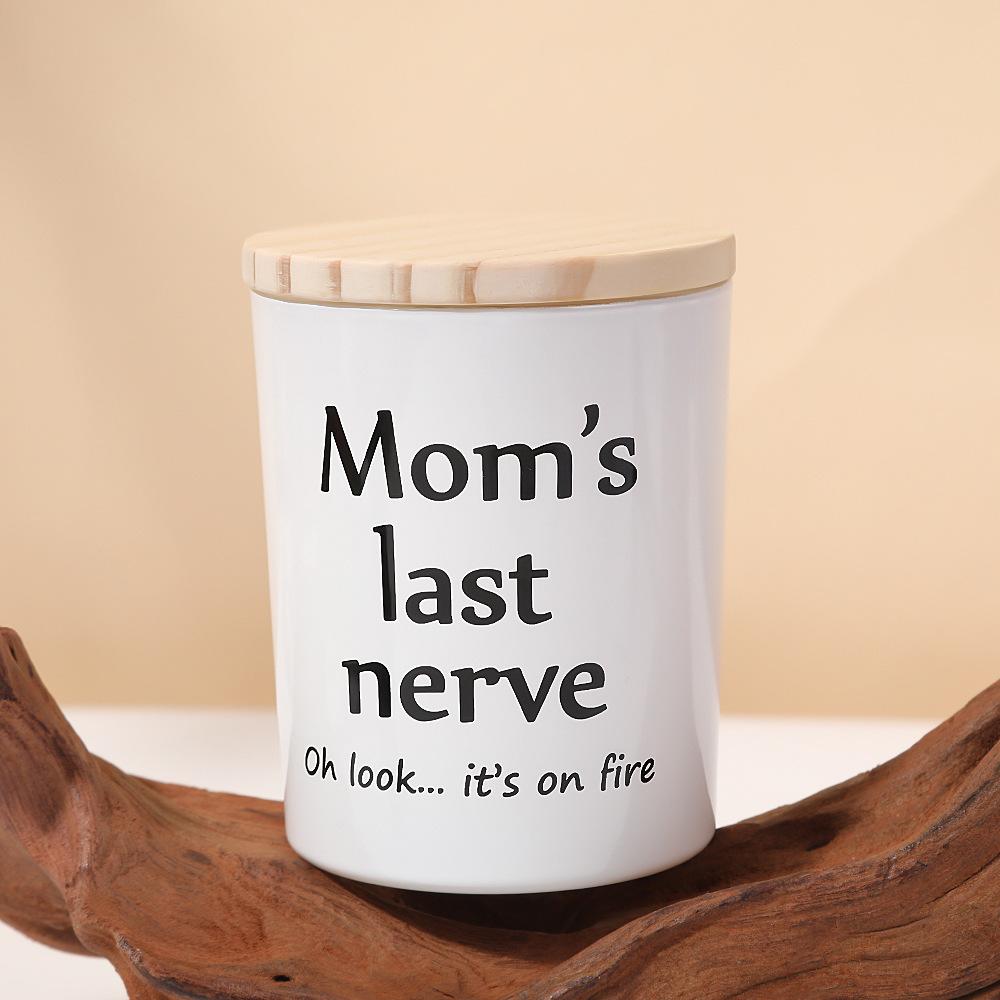 

День матери Деревянная крышка Стеклянная ароматическая свеча Аромат для дома Сувенирная свеча Украшение White - Lavender