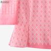 ZANZEA Women Casual Stand Collar Loose Half Sleeve Print Blouse