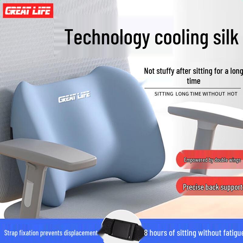 GREAT LIFE Ice Silk Memory Foam Lumbar Support Cushion