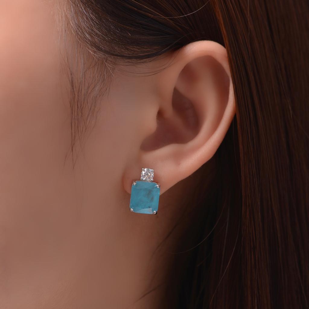 Gica Gema 925 Sterling Silver 9*10mm Zircon Stud Earrings Unique Design Romantic Fine Jewelry Wedding Party Gifts