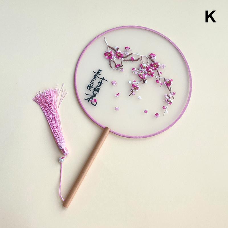 Čínský starožitný kulatý vějíř Hedvábně vyšívaný Cheongsam Vějířový taneční představení Fotografické rekvizity Domácí dekorace