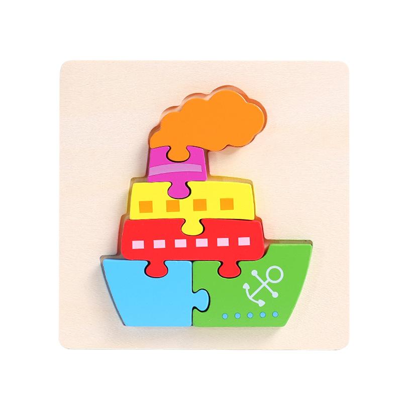 Wooden 3D Three-Dimensional Puzzle Children'S Educational Toys Infant Montessori Early Education Intellectual Development Puzzle Board