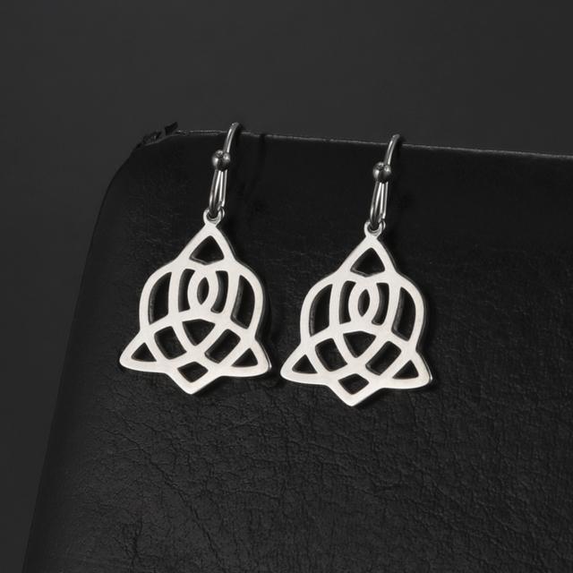 Witch 'S Knot Drop Earrings Brighid Heart Cross Celtics Knot Hollow Dangle Earrings Gift For Women Golden Stainless Steel Jewelry
