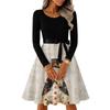 Women's Casual Fashion Round Neck Long Sleeve Christmas Printed Party Vintage Long Dresses