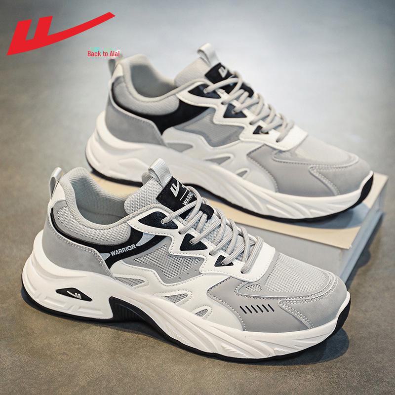 

Мужские дышащие сетчатые ботинки Warrior: Амортизирующие повседневные кроссовки для бега 2025 года на весну/лето 43 серый/белый