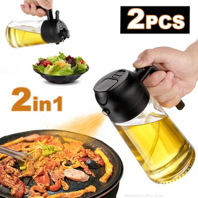 16oz Oil Sprayer for Cooking 2 In 1 Spray  Pour Olive Oil Dispenser 500ml Plastic Spray Oil Bottle - Kitchen Barbecue Gadgets