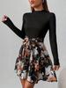 Elegant High-Waist Patchwork Long-Sleeve Dress for Women