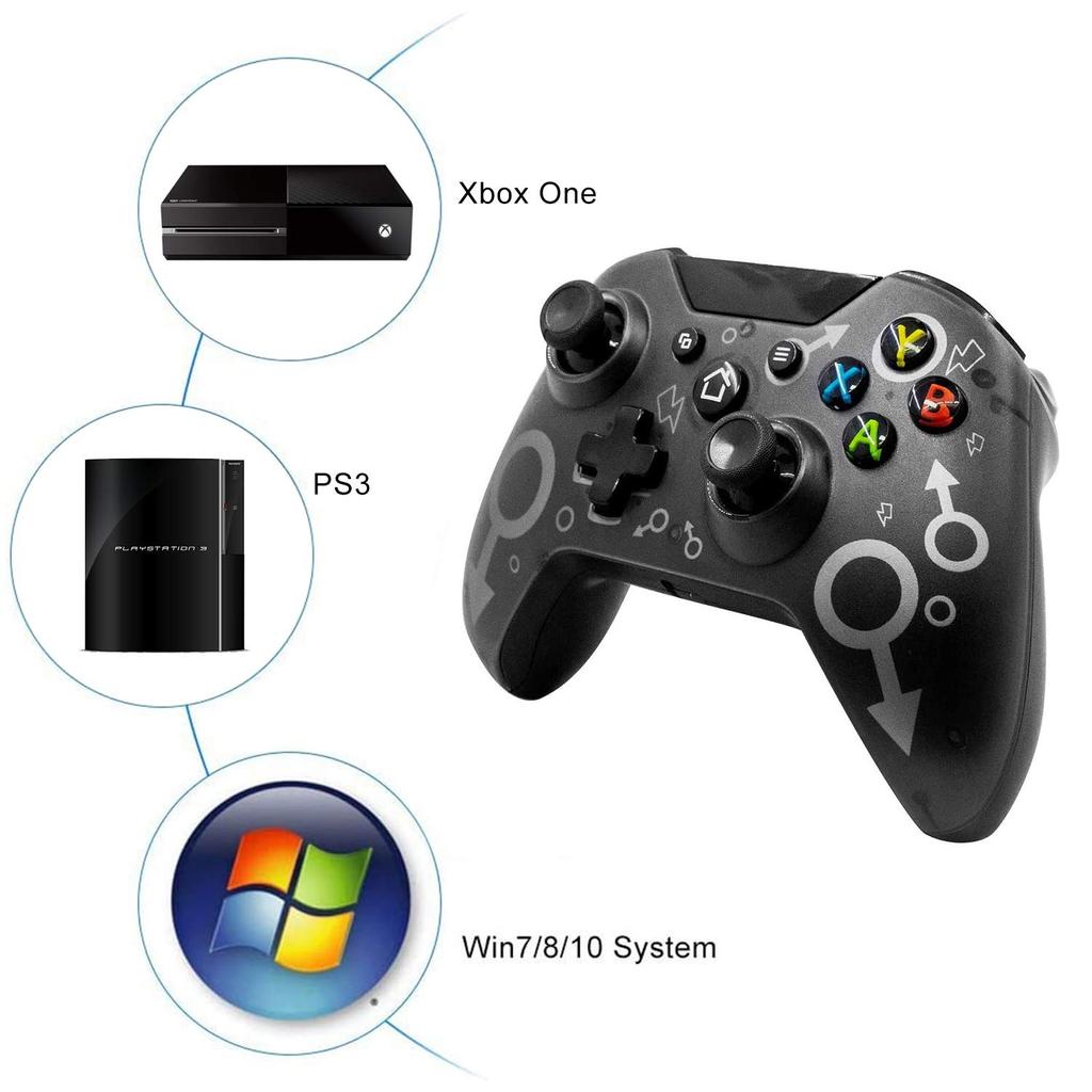 Wireless Controller for Xbox One / Xbox One S / Xbox One X / Xbox Series X / PS3 / PC, 2.4GHZ Wireless Game Controller with Dual Vibration