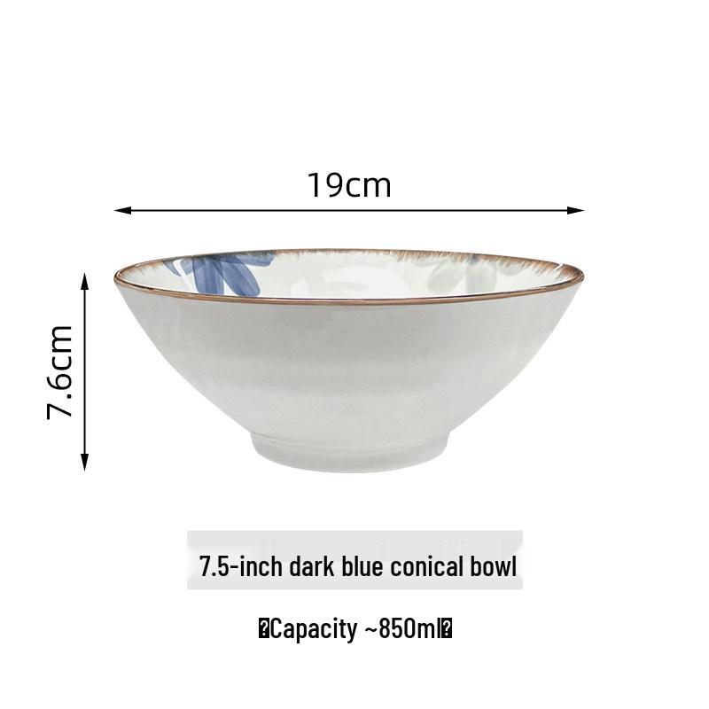 Japanese Ceramic Ink Wash Bowl and Plate Set - Tableware for Home Dining