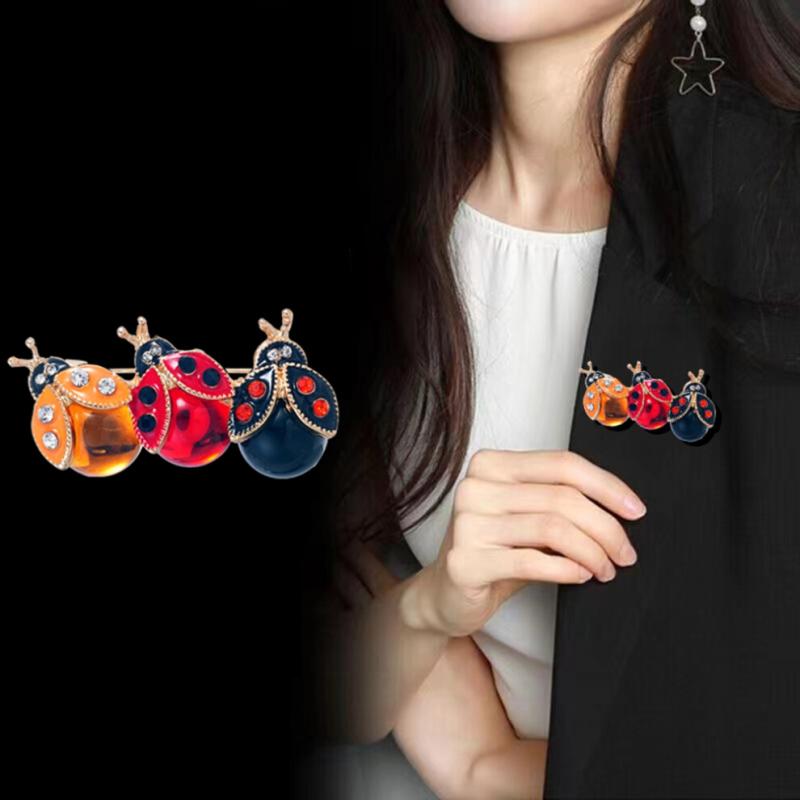 Ladybug Brooch, Cute Insect Brooch, with Crystals and Enamel Paint, Jewelry Suitable As a Gift