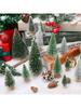 30pcs Christmas Decorations, Mini Christmas Trees, Artificial Christmas Trees, Wooden Base Christmas Decorations, Christmas Part