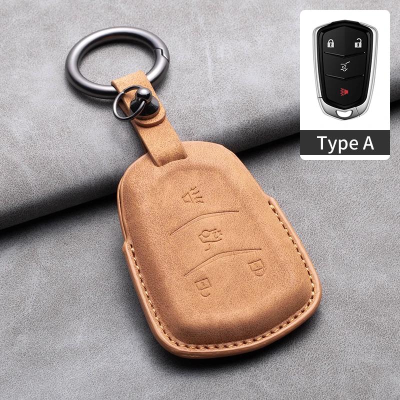 

Leather Car Key Case Cover Shell For Cadillac Ats Ct6 Cts Dts Xt5 Escalade Esv Srx Sts Xts Elr 2014