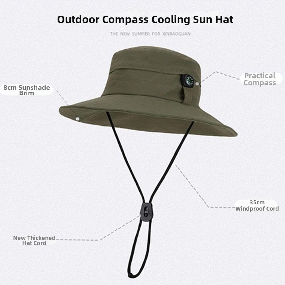 New Sunshade Bucket Hat Quick-drying with Compass Fishing Hats Waterproof Anti UV Sun Cap Summer