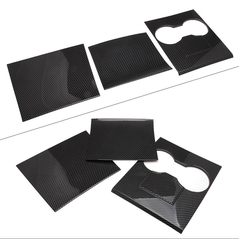 3x Carbon Fiber Central Console Trim Hard Cover Kit for 2017- Tesla Model 3