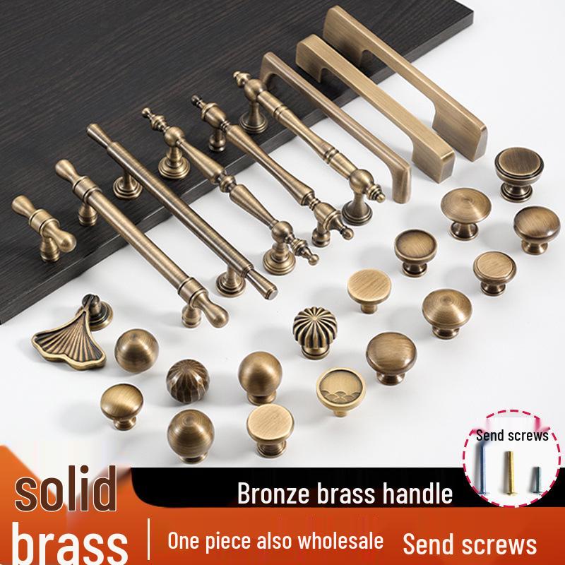 Bronze Brass Pull Handle: New Chinese Style Cabinet, Wardrobe & Drawer Retro Door Handle