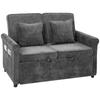 2 Seater Sofa Bed 3-in-1 Convertible Chenille Pull Out Sleeper Sofa with 5-Position Adjustable Backrest, Grey