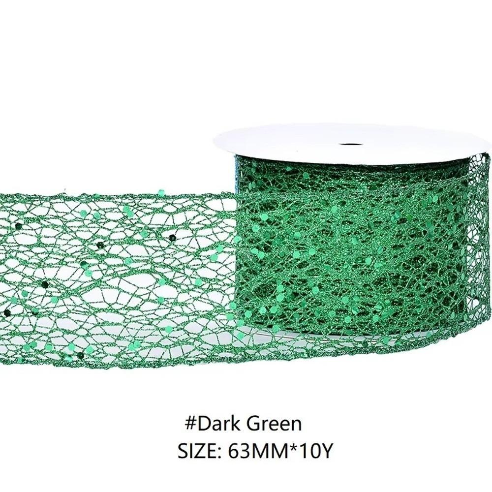 10 Yards/Roll Wired Edge Ribbon Glitter Sequins Organza Ribbon  Christmas Tree Decor