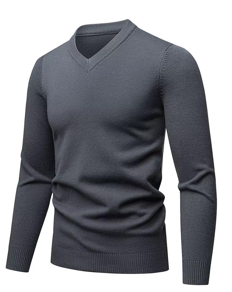 Autumn/Winter 2025 Men's High-Quality Wool V-Neck Sweater - Casual, Solid Color, Comfortable Base Layer Top.