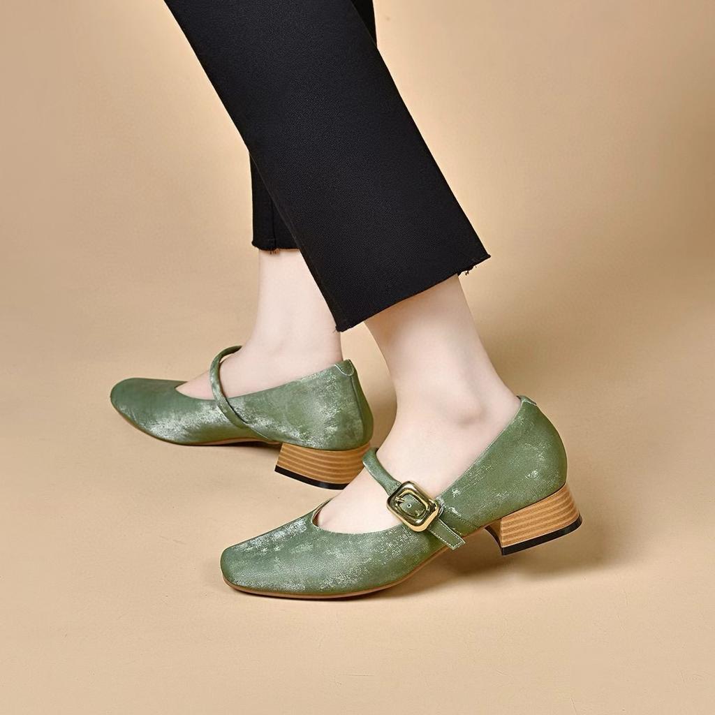 Low-heeled Mary Jane shoes women's spring new one-word with shallow mouth single shoes simple new Chinese style