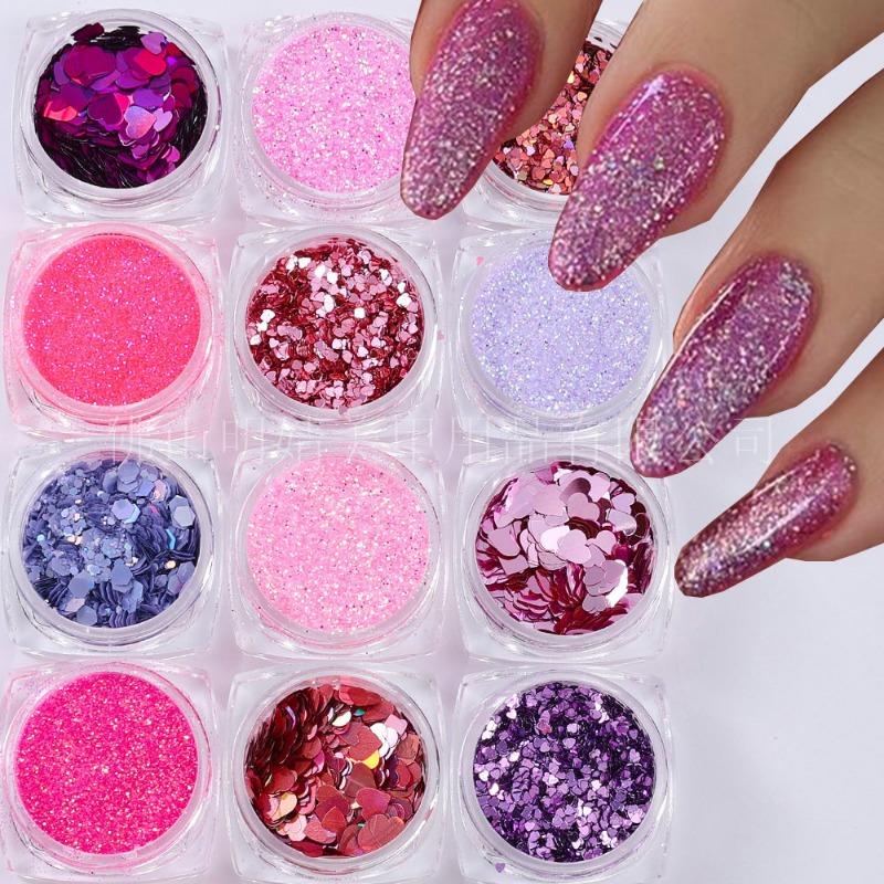 New fashion mixed color small heart sequins colorful love heart sequins small fresh magic color laser flash small red heart nail sequins