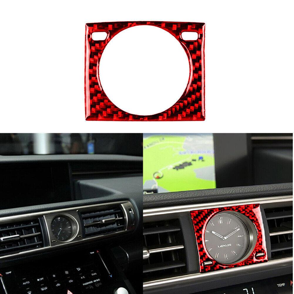 Red Carbon Fiber Clock Frame Decorative Trim For Lexus IS250 IS350 2014-2018