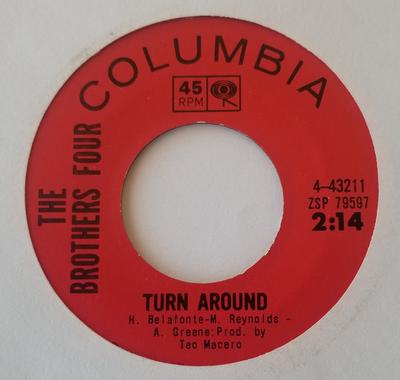 7inch Record BROTHERS FOUR - Turn Around / Somewhere 443211 Columbia US Pop Used