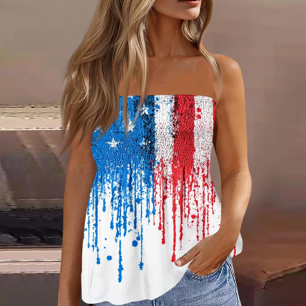 Summer Tube Tops For Women,Cute Sexy Off Shoulder Print Sleeveless T-Shirt