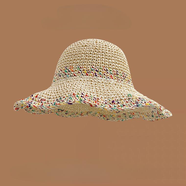 

Женская летняя вязаная крючком соломенная шляпа с ажурным узором, солнцезащитная шляпа от солнца, дышащая, не жаркая, в красочном отпускном стиле, широкополая плетеная шляпа one size