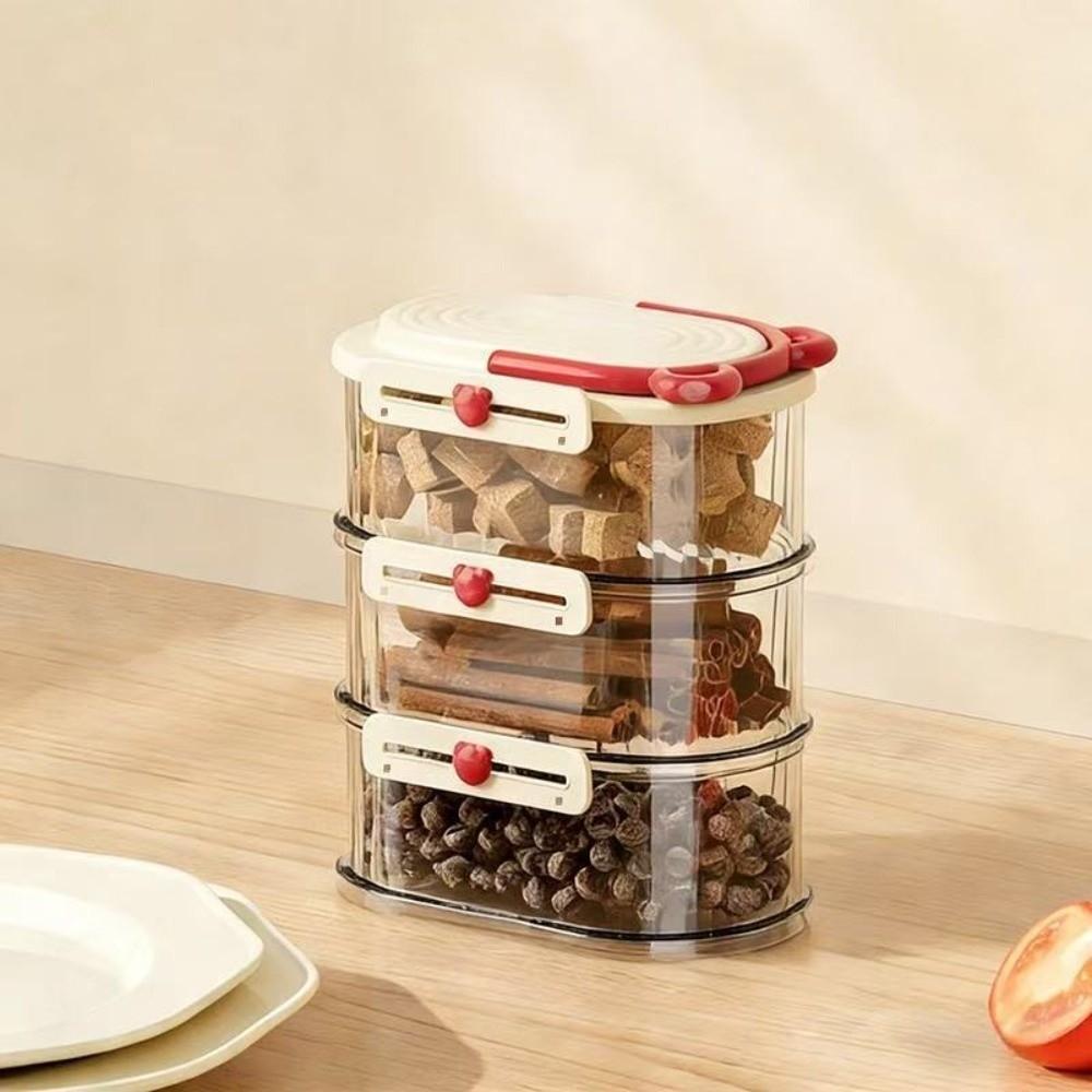 Stackable Spice Storage Box Moisture Proof Large Capacity Timed Seasoning Jar Snap-on Lid Plastic Sealed Storage Container