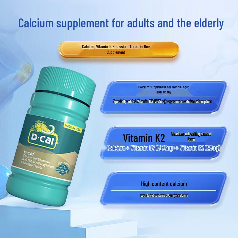 D-Cal Adult Calcium Tablets with Vitamins D3 & K2