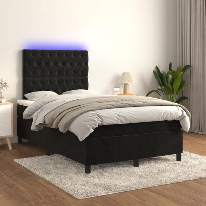 VidaXL Sommier à Lattes de Lit avec Matelas et LED, Lit Rembourré, Lit Double, Lit Adulte de Chambre à Coucher Intérieur, 3136295