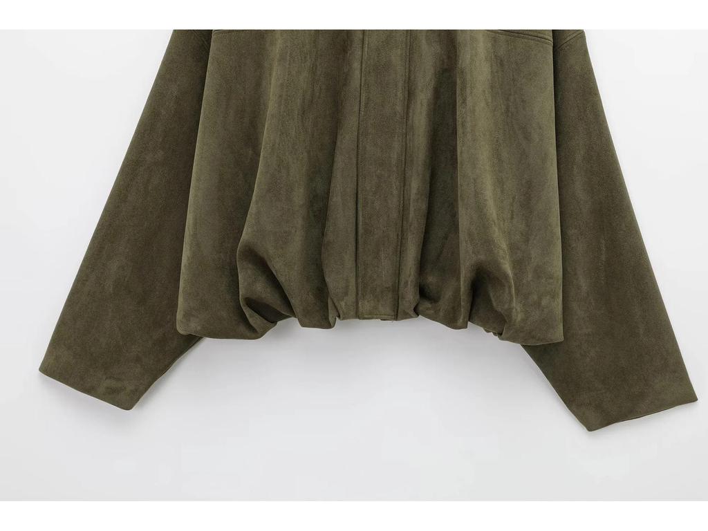 TAOP&ZA Women's Spring Suede Textured Bomber Jacket 4344155