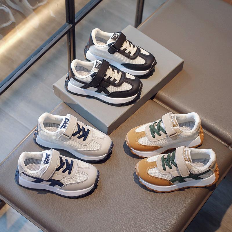 2025 Spring and Autumn New Girls' Children's Sneakers Boys' Soft Bottom Mesh Breathable Running Shoes Children's Medium and Older Children's Shoes