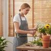 Cotton Plaid Kitchen Apron Large Storage Pocket Cute Flower Design For Home Cooking Baking Cleaning