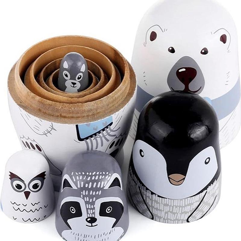 Hand Paint Toys Russian Nesting Dolls Figurines Decorations Wooden Matryoshka Toys Craft Collection Handmade Stacking Dolls