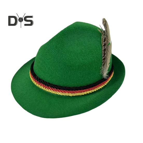 

Цилиндр Октоберфест фетровая шляпа ретро баварский стиль унисекс кепка с перьями и веревкой декор праздник 1920-х годов тематические вечеринки косплей мероприятия шляпа зелёный