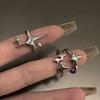 Vintage Zircon Irregular Cross Star Couple Ring For Women Men Punk Gothic Opening Adjustable Finger Rings Jewelry Gift