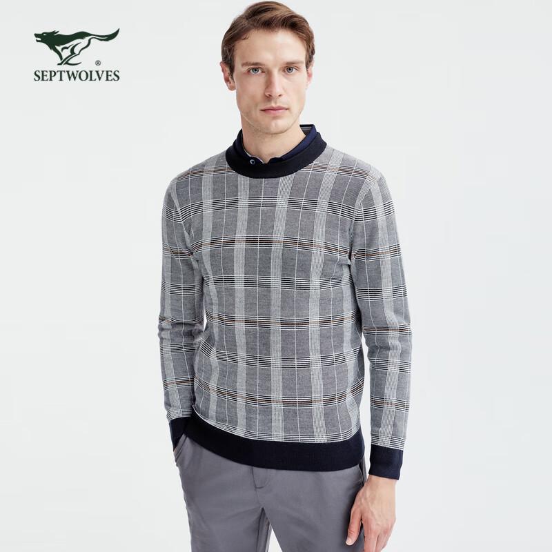 SEPTWOLVES Men's Thick Striped Pullover Sweater
