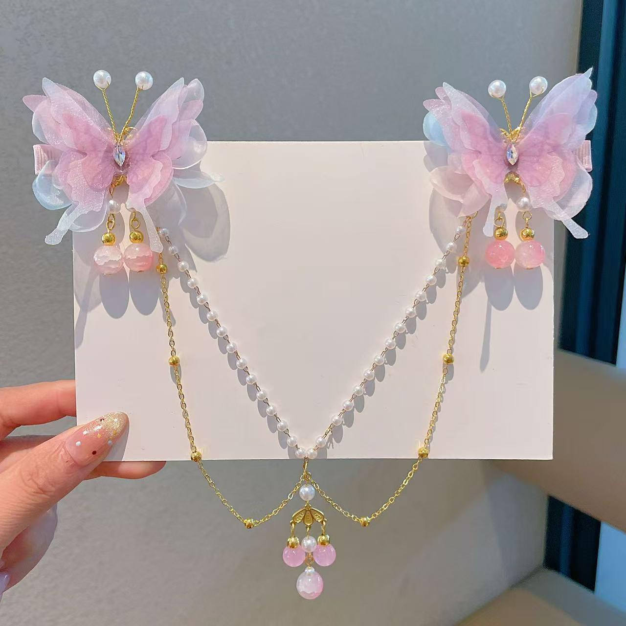 Children s Hanfu Headdress: Princess Forehead Chain Tassel Hairpin and Bindi Accessory