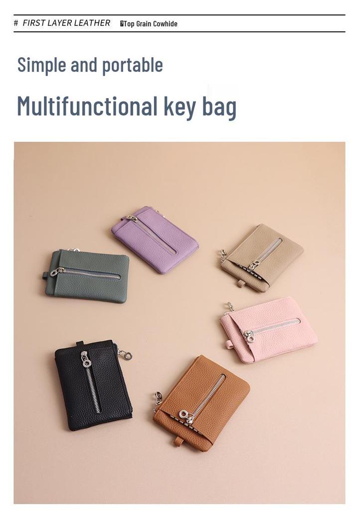 Genuine Leather Japanese Pendant Key Holder and Coin Purse - Multi-functional Organizer for Women