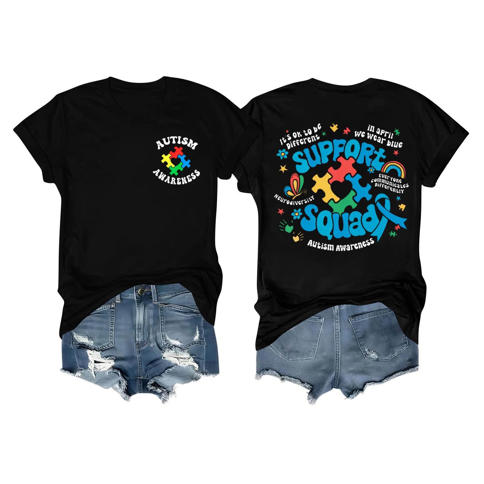 

Женская повседневная футболка с короткими рукавами и круглым вырезом с принтом и буквенным топом XL чёрный