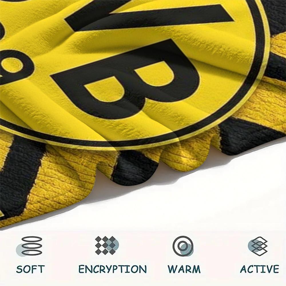 1PC Custom Name Borussia Dortmund Patterned Flannel Blanket Suitable For All Seasons for Home Decor Warmth and Comfort Gifts Holiday Present