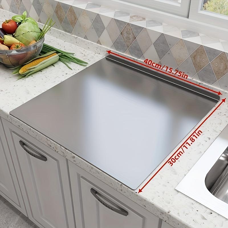 [Premium Cutting Board] Heavy-Duty 1pc Premium Stainless Steel Cutting Board | Non-Slip, Easy-to-Clean Chopping Block with Lip for Food Safety