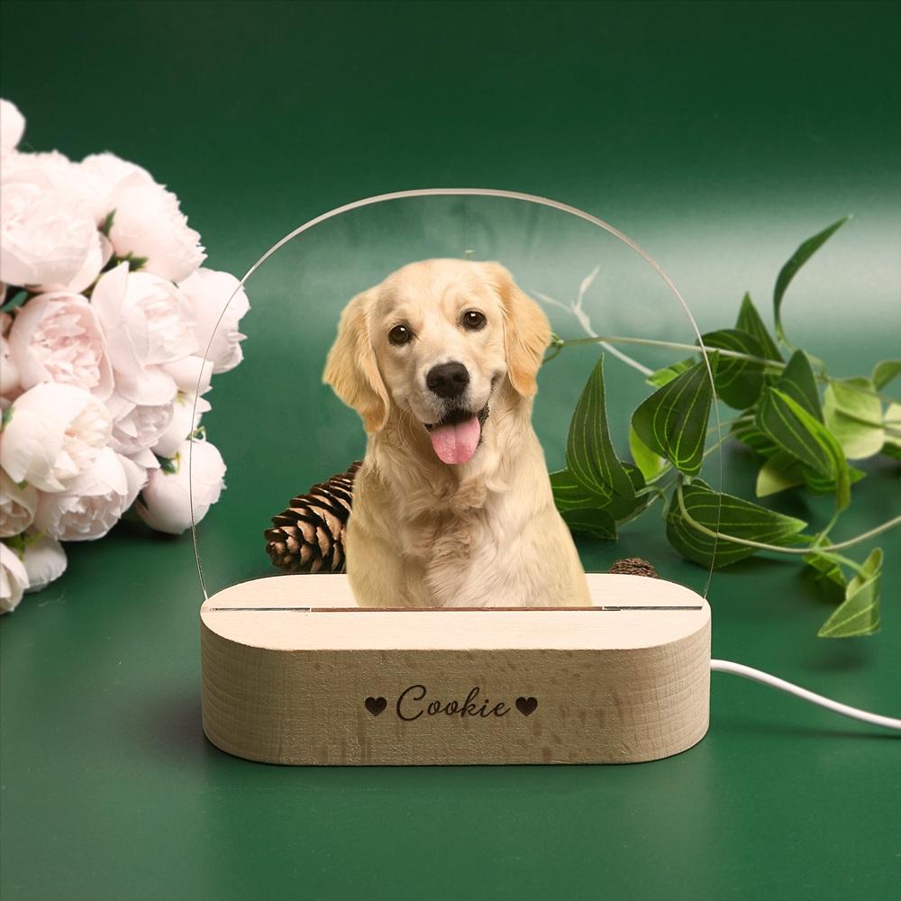 Personalized Pet Memorial LED Plaque Custom Photo and Name Wooden Stand Light Loss Dog Cat Sympathy Gift Home Bedroom Decor